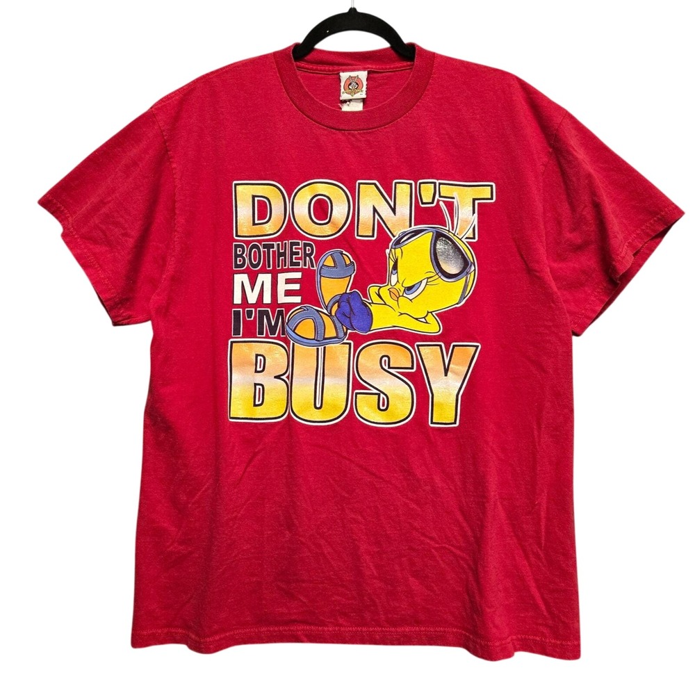 Vintage 2001 Looney Tunes Tweety Bird Red Graphic T-Shirt Mens Large Freeze